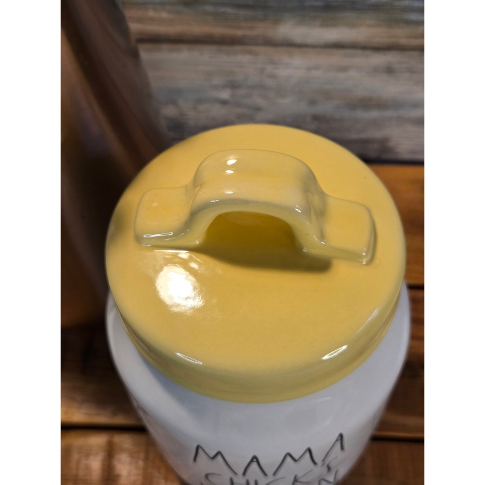 Rae Dunn Mama Chicks Kitchen Ceramic Canister White with Yellow Lid Farmhouse - Picture 11 of 13